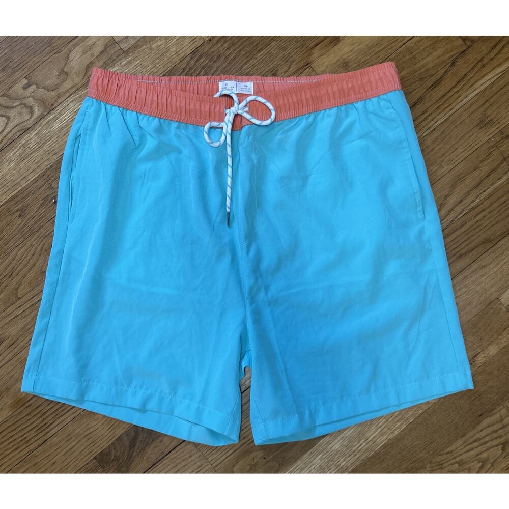 Men’s PUBLIC REC Green/Orange Board Shorts Size XL Standard Fit *C5